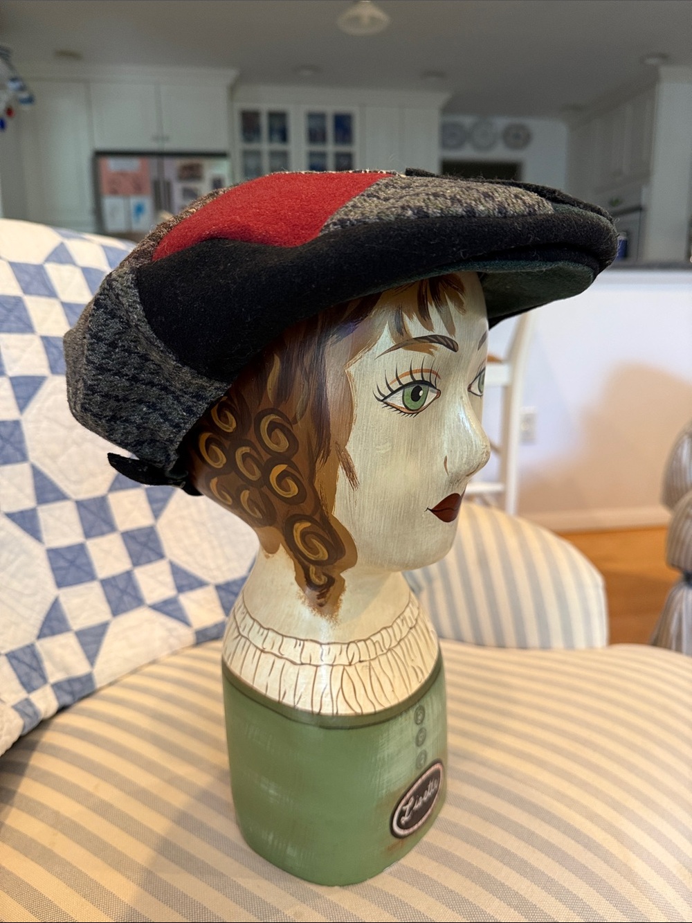 Vintage Irish Wool Patchwork Paperboy Cap from Ireland